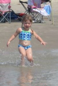 Ainsley is running to Mommy!